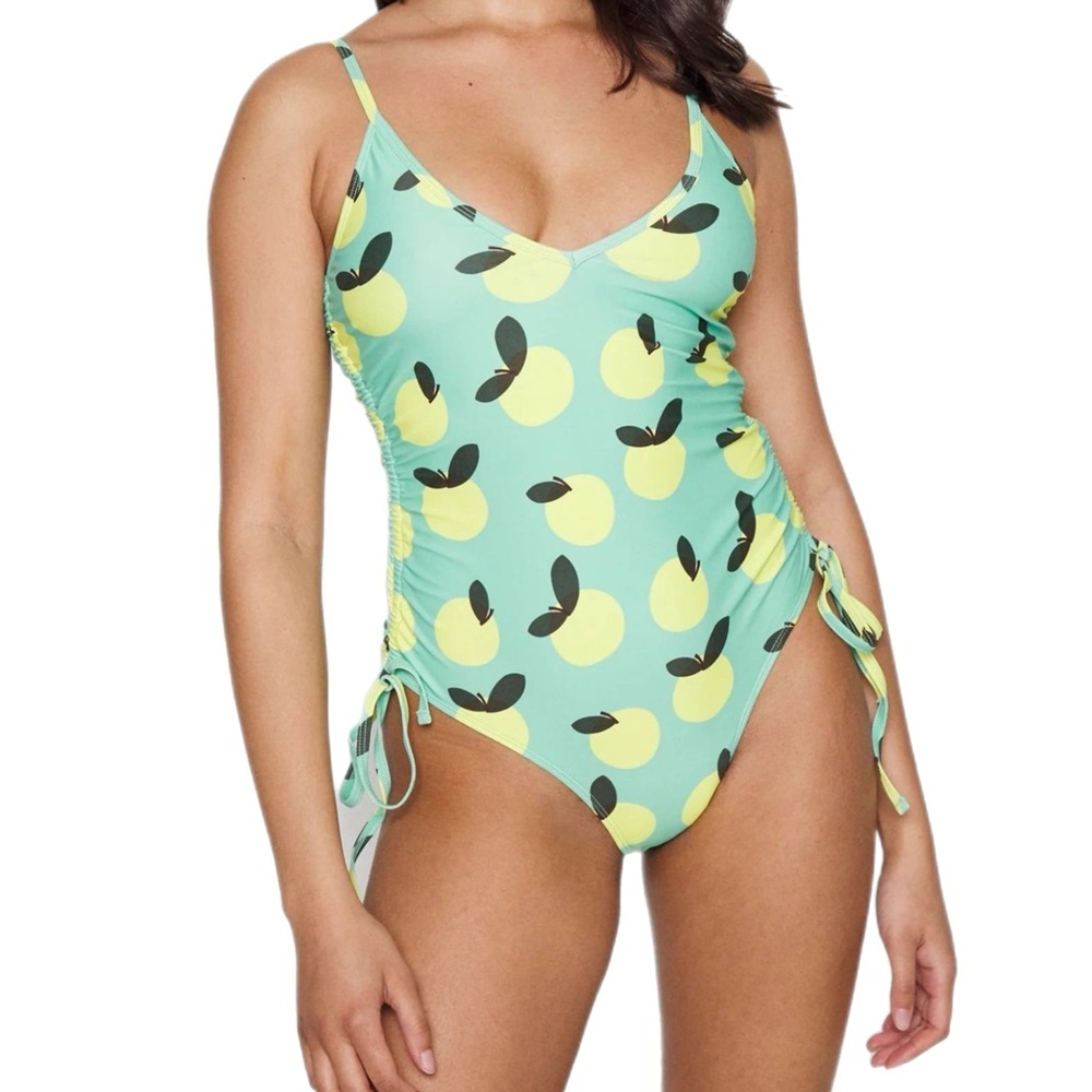 We Are We Wear Eco Edit Nicola Gathered Side Plunge Swimsuit NWT